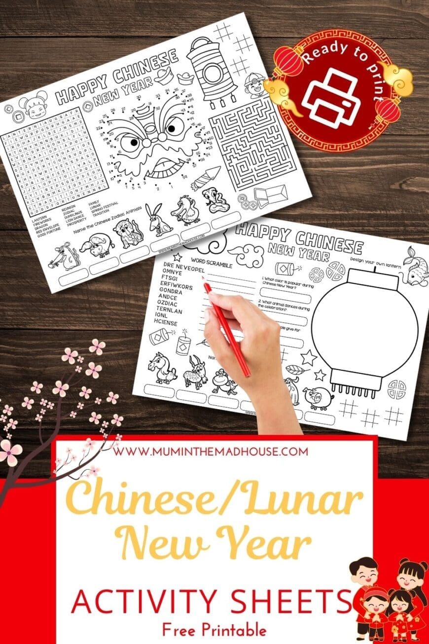 Keep kids entertained this Chinese New Year (or Lunar New Year as it is also called) with free printable activity mats! Includes word searches, trivia, and creative crafts for all ages.