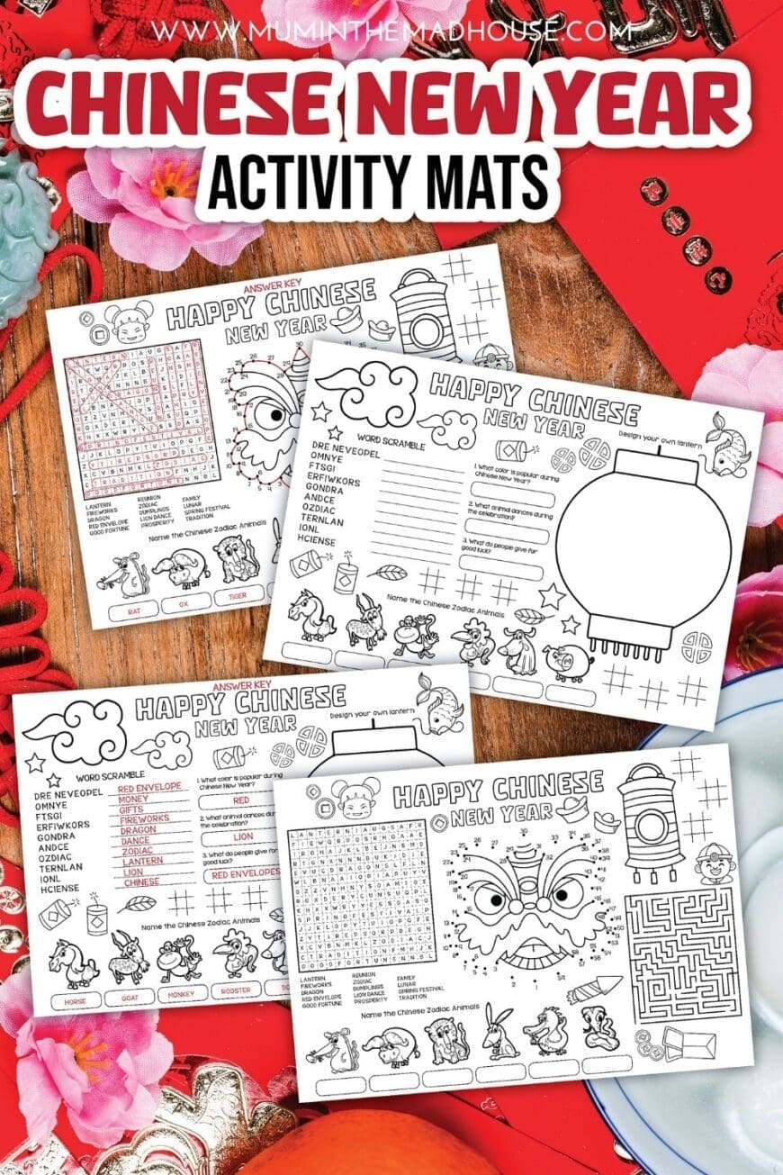 Download free Chinese New Year activity mats filled with fun word games, crafts, and trivia. A great way for kids to learn about this festive holiday!