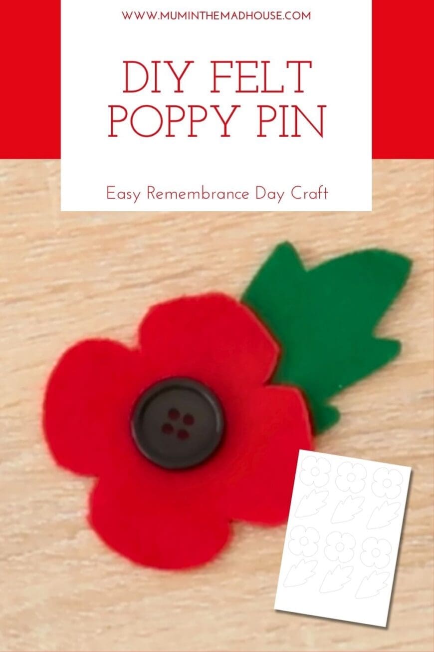 Teach kids about Remembrance Sunday with this simple felt poppy pin tutorial. Step-by-step instructions plus a free printable template for petals and leaves. Perfect for classrooms or at home.